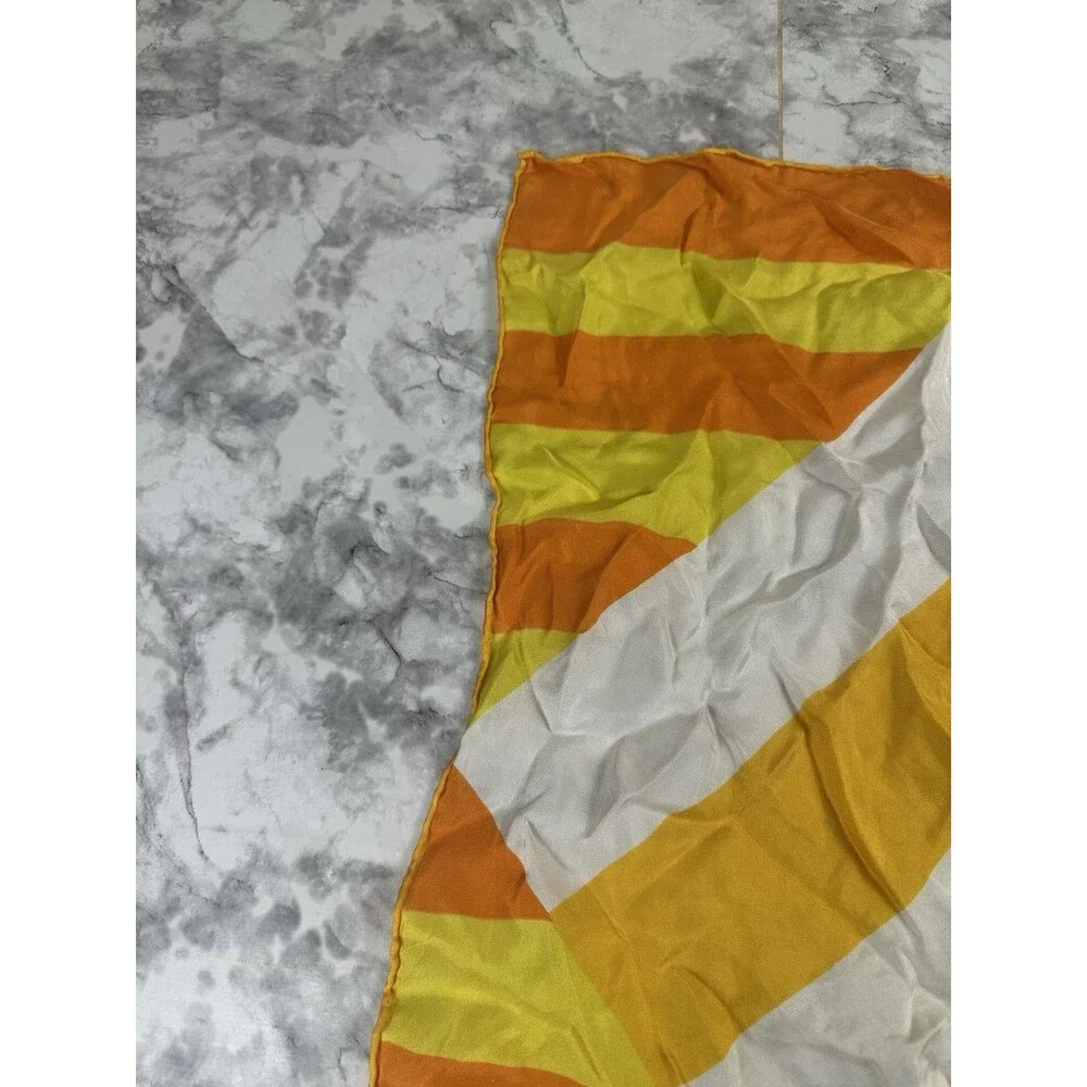Vintage Orange Yellow Geometric Square Scarf Retro Bold Print 1970s Style
